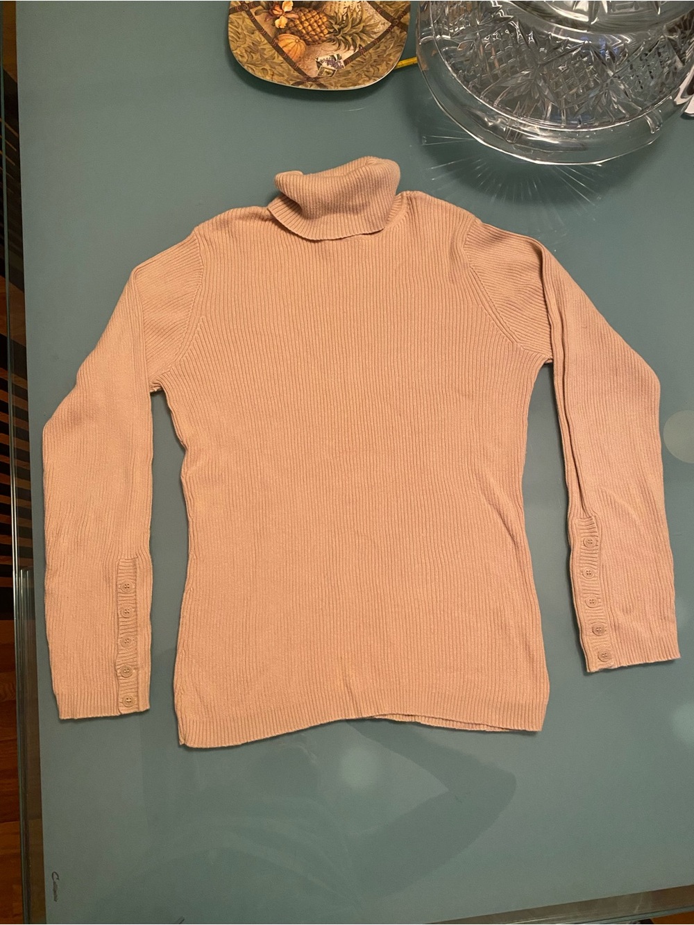 High Sierra Ribbed Turtleneck Sweater in beige size M